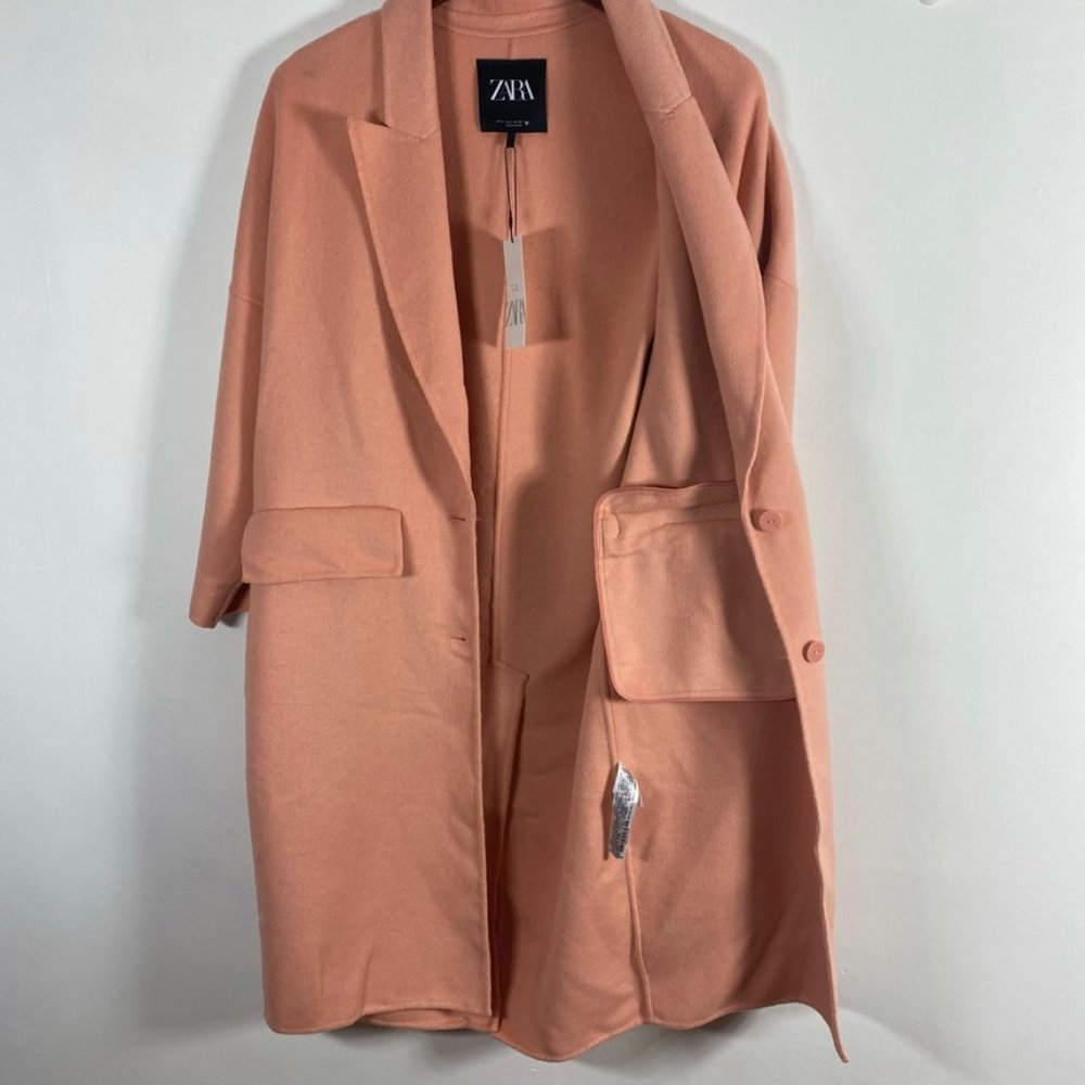 Zara peach oversized coat NWT size S - Picture 15 of 16